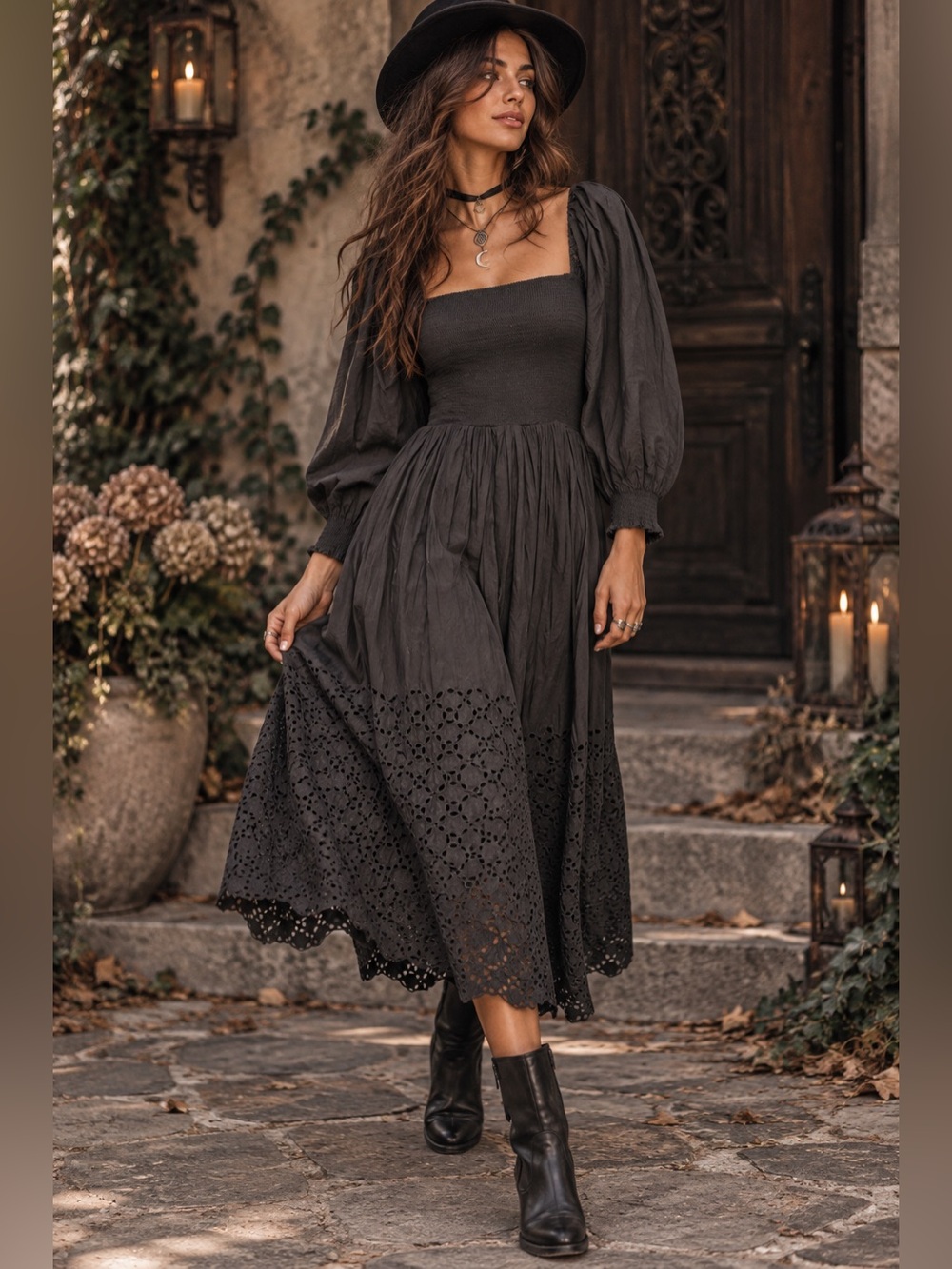 Free People Perfect Storm Midi Dress in Black Women's XS